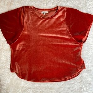 Madewell Women’s Burnt Orange Velvet Butterfly Top